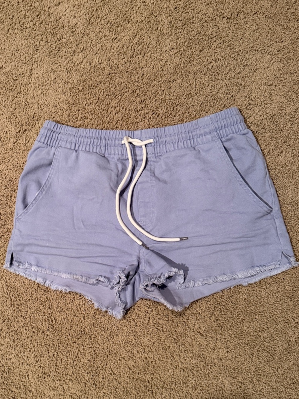 Celebrity Pink Drawstring denim Shorts with Frayed Hem